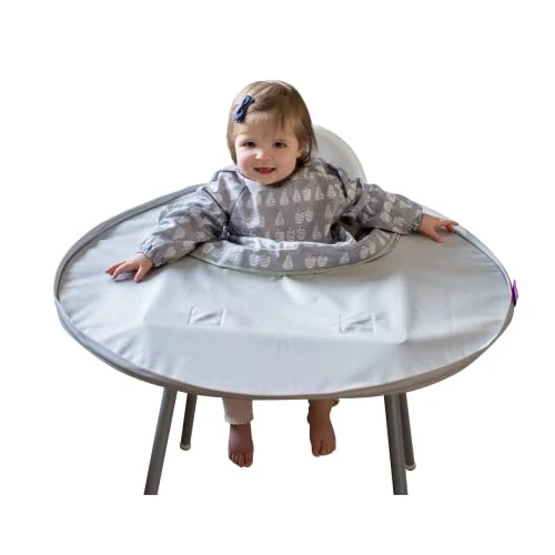 Tidy Tot®™ Kit Bavoir et Plateau. Plateau à Fixer à La Chaise Haute et Bavoir Manches Longues pour Bébé. Idéal Cadeau de Naissance pour L'alimentation des Bébés DME
