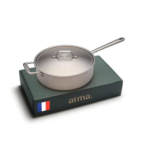 Atma - Sauteuse Inox 26 cm avec Couvercle - Inox 3 Plis - Compatible Tous Feux Dont Induction &amp; Four - Pour Mijoter, Sauter et Frire - Non Toxique, Sans PFAS - Fabriquée en France, Garantie à Vie