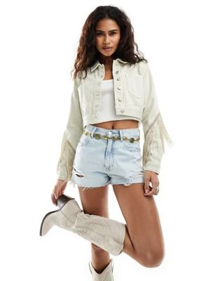 ONLY - Veste en jean à franges - Écru  | ASOS