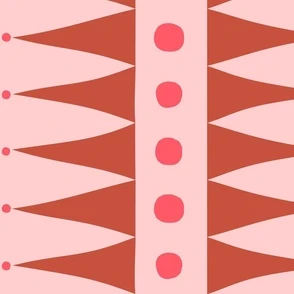 Triangles and Dots Pink and Brown Large Fabric | Spoonflower