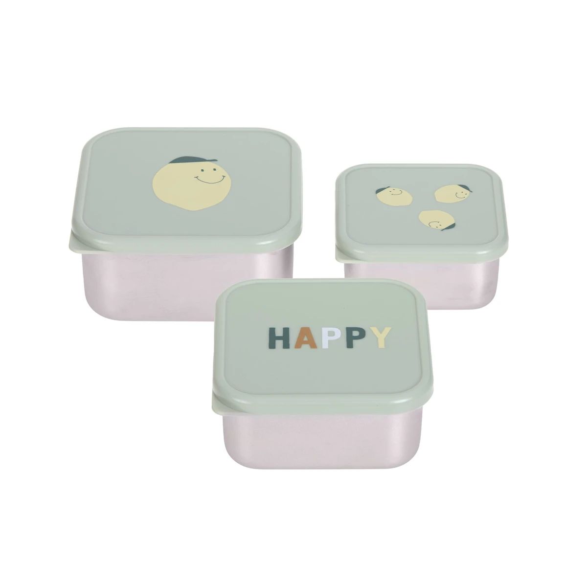 *Lot de 3 petites boîtes à goûter inox Happy Fruit  Lemon