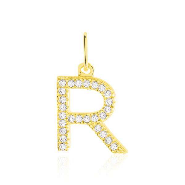 Pendentif Lettre R Or Jaune Oxyde