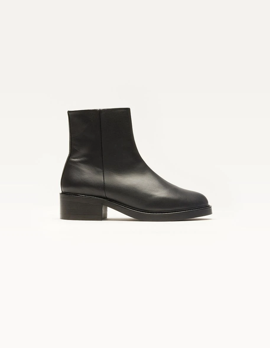 Bottines en cuir vernis certifié | cuir noir "virginie" Odaje