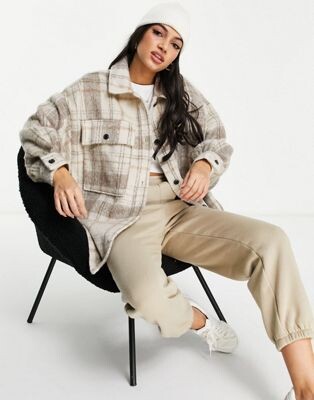 Pimkie - Veste chemise oversize à carreaux - Beige
