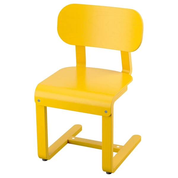 LYCKAN Chaise - jaune/plaqué bouleau