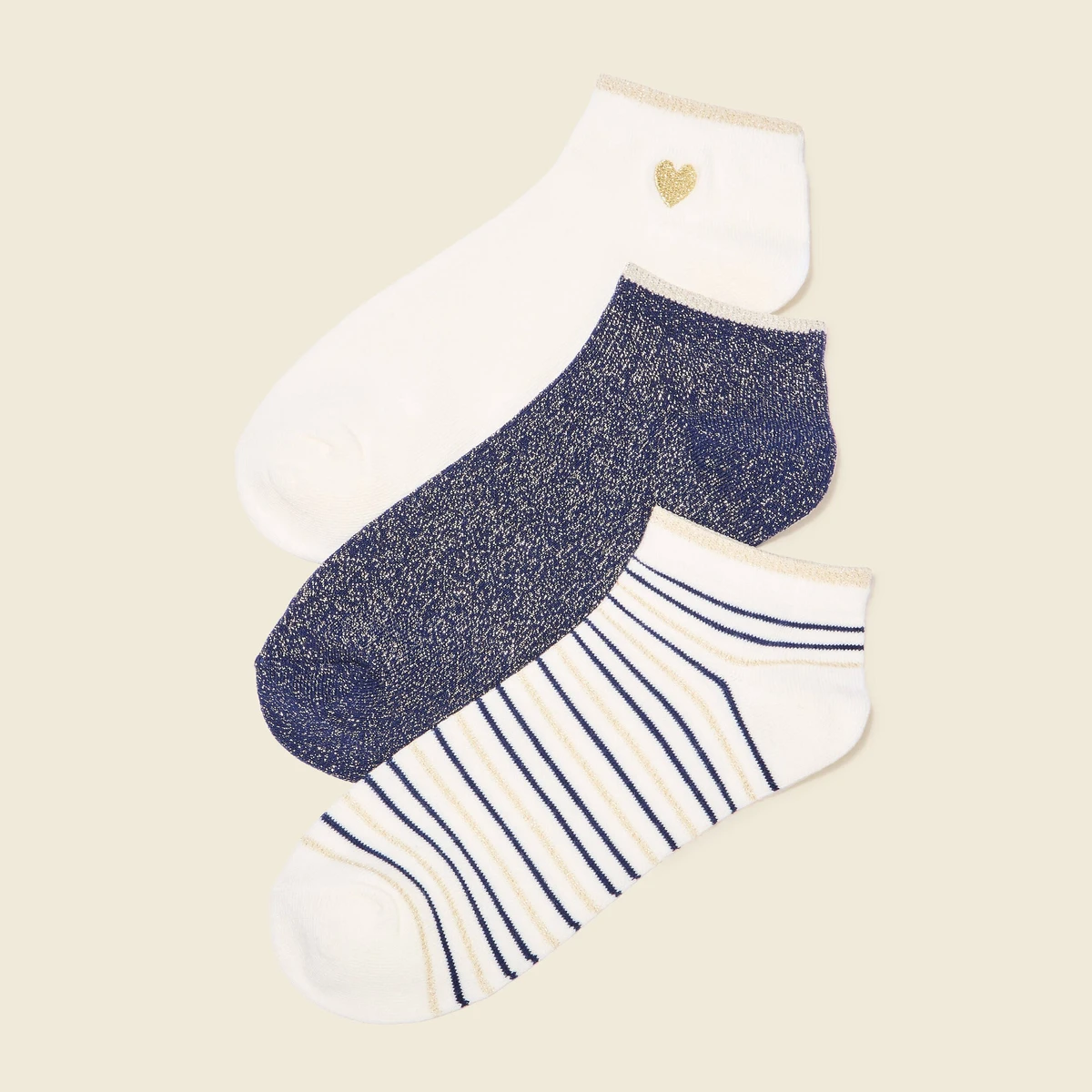 Lot 3 paires chaussettes bleu foncé femme