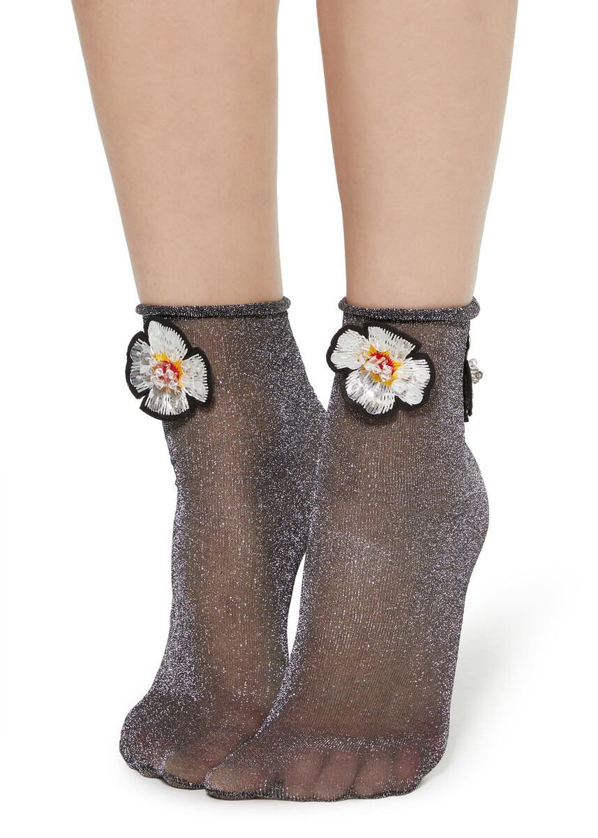 Chaussettes Courtes Paillettes Avec Message - Taille Unique 36-42 - Coton, Polyester, élasthanne