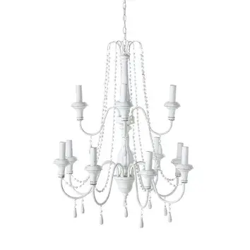 Lustre à pampilles en métal blanc effet vieilli BAPTISTE | Maisons du Monde