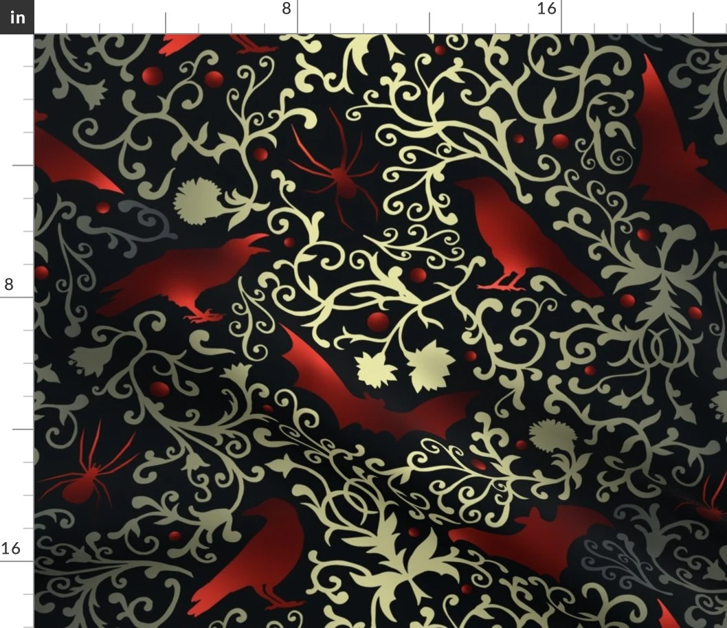 Ravens, spiders and bats Fabric | Spoonflower