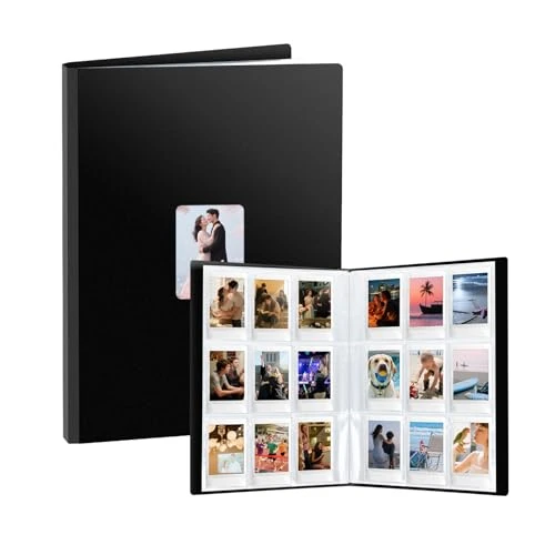 FRETONBA Album Photo pour Polaroid Film Adapté aux Photos 6×9 cm, Album Photo Traditionnel pour Instax Mini Photograph avec 216 Pochette, Grand Livre Photos Slip in avec Fenêtre Frontale, Noir