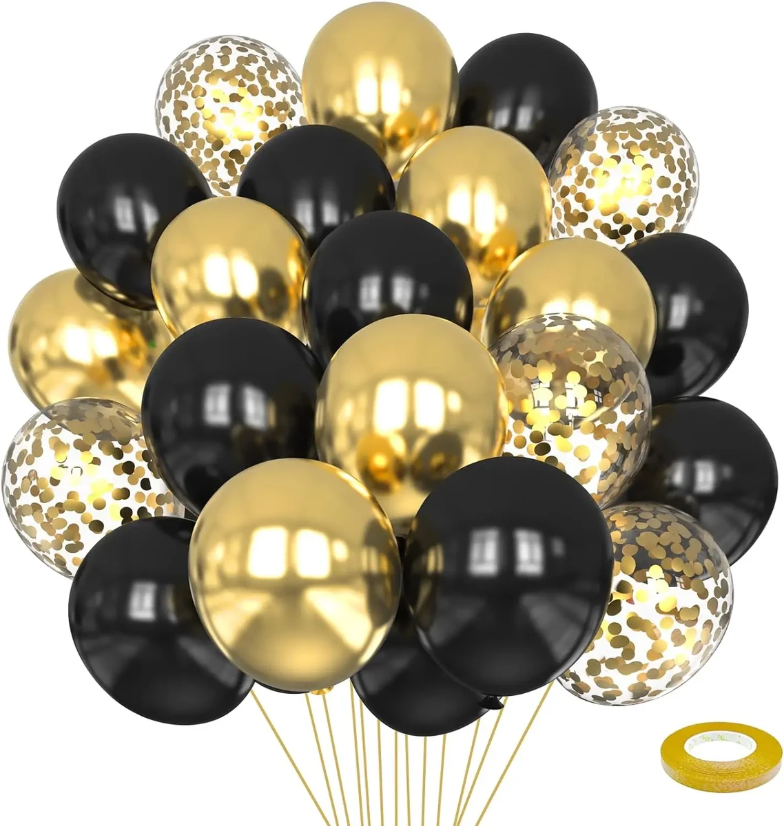 Ballons noirs et métalliques dorés, décorations pour anniversaire, nouvel an, mariage, remise de diplôme, fête préChristophe, 16 pièces - AliExpress 15