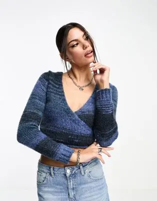 Cotton:On - Pull en maille teinte par section avec devant croisé