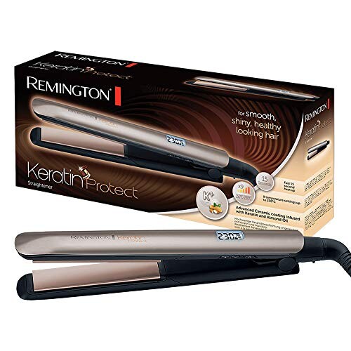 Remington Fer à lisser, Lisseur, Plaques Flottantes Advanced Ceramic, Soin Kératine Huile d'Amande, 9 Températures - S8540 Keratin Protect