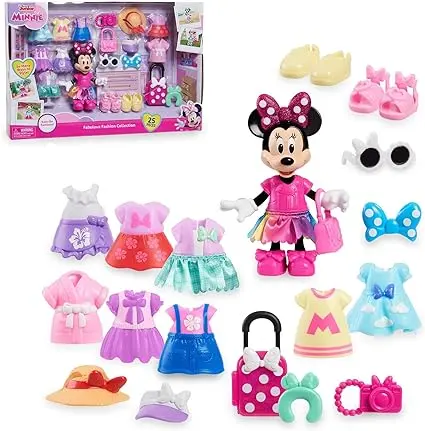 Disney Minnie, Coffret Fashion , 25 pièces, Dont 1 Figurine Minnie articulée 15cm, des Tenues et des Accessoires, Jouet pour Enfants dès 3 Ans, MCN30