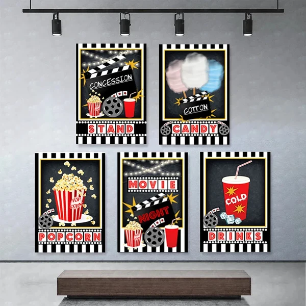 Affiches de logo de fête de nuit de film, art de mur de théâtre, peinture de toile de signe de film, impressions d'art de cinéma, décor à la maison moderne - AliExpress 15