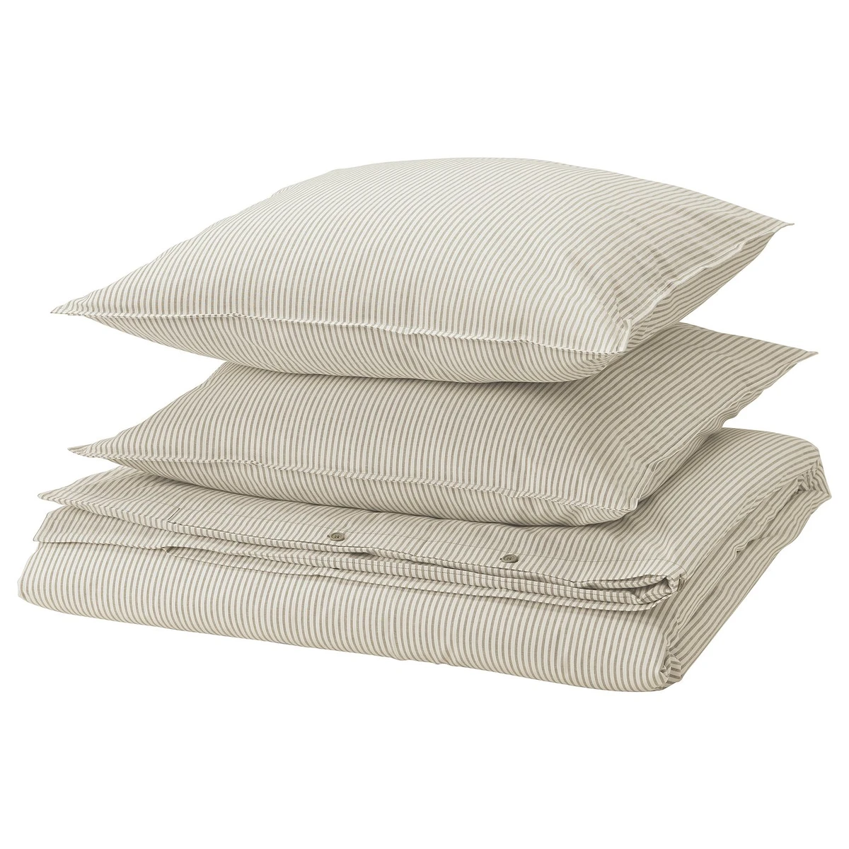 SOLFIBBLA Housse de couette et 2 taies - blanc beige/rayure 240x220/65x65 cm