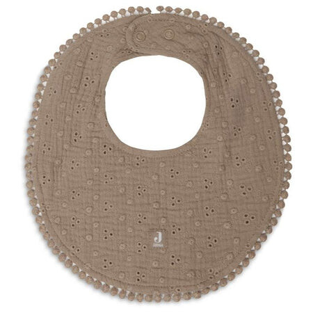 Bavoir Rond Embroidery Biscuit