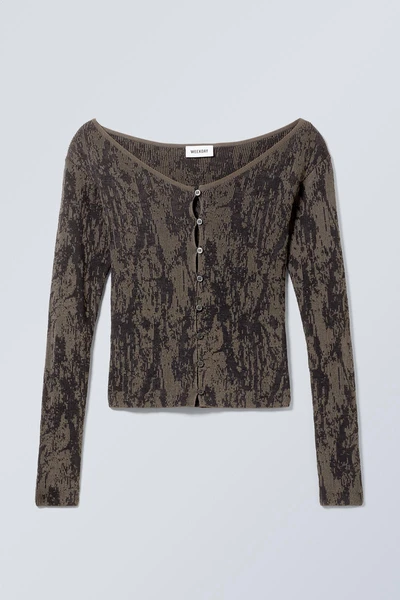 tight jacquard knit cardigan - Black Patterned | Weekday EU