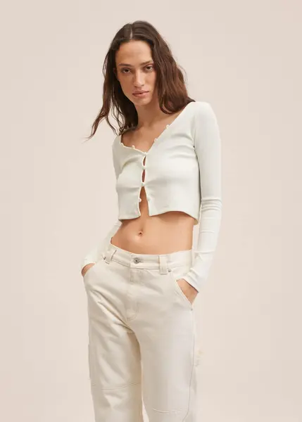 Cardigan côtelé boutons -  Femme | MANGO OUTLET France