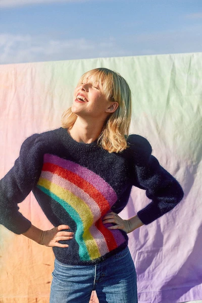 Pull Rainbow marine - Pull en mohair