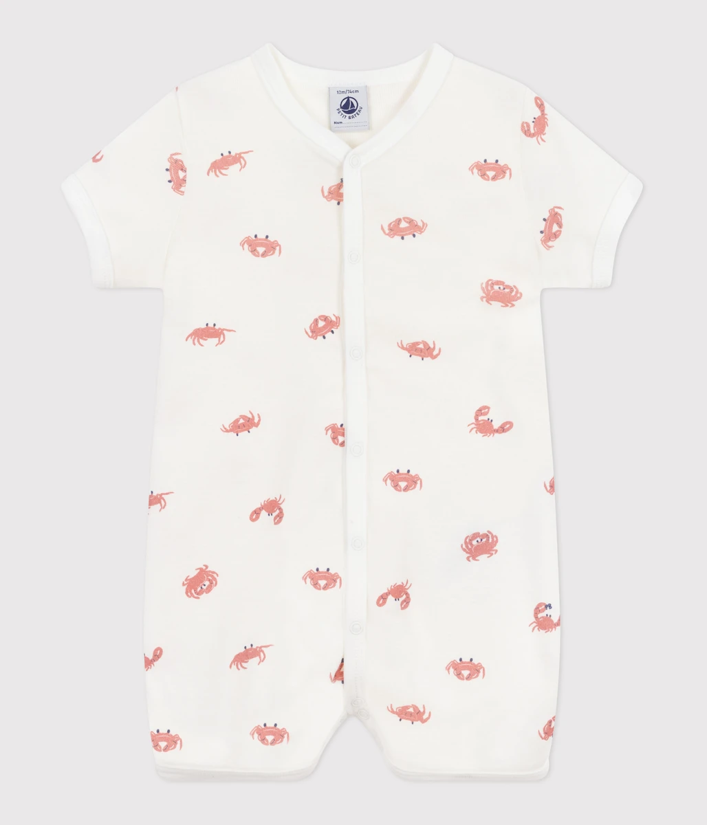 Combinaison courte bébé en coton crabes