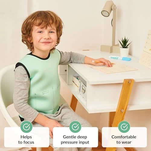 Gilet Lesté Enfant - Confort Par Pression Profonde - Outils Pour Enfants TDAH - Vêtements Sensoriels Enfants Autistes - Gilet De Compression Lesté Ajustable Pour Enfants | Weighted Vest