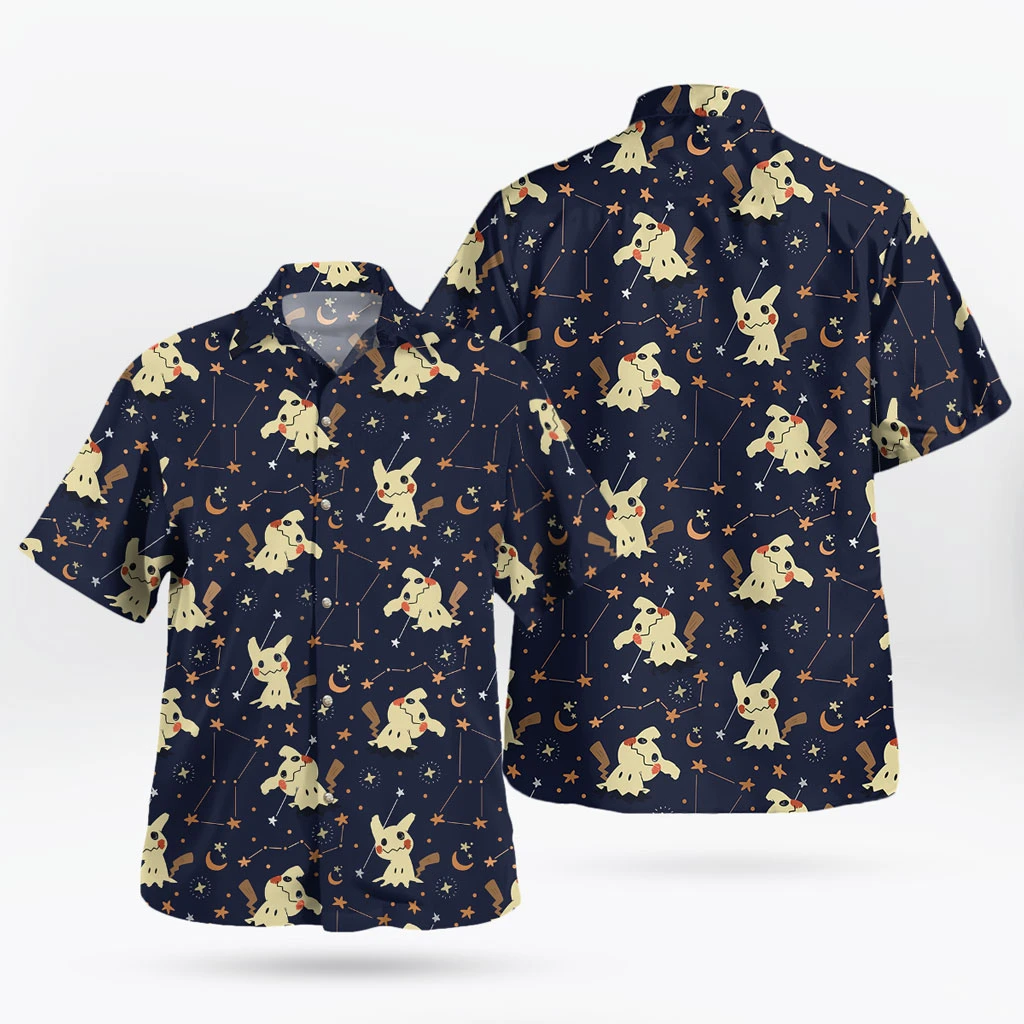 Mimikyu Night Sky Hawaiian Shirt – Pokemon Inspired Starry Aloha Style - Tropi Hawaiian Shirts