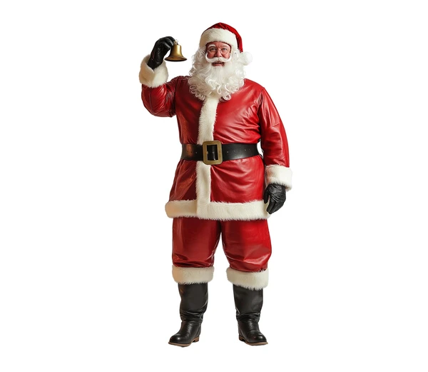 Handmade Men's Santa Claus Coat - Red Leather Fur Long Coat For Christmas Gift- Santa Red Leather Fur Cosplay Costume