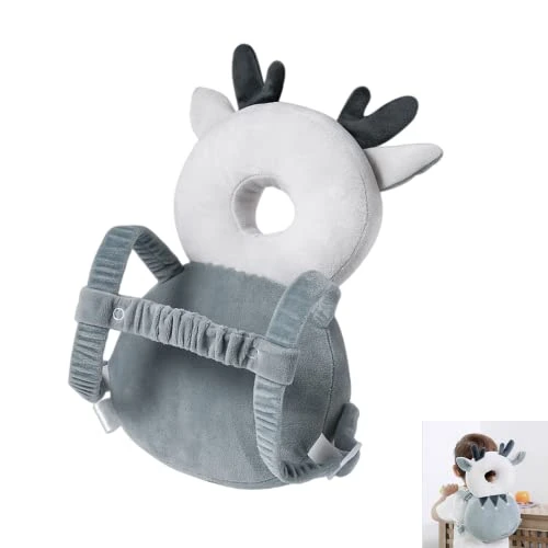 Sac à dos de protection de la tête pour bébé et tout-petit, coussinets de sécurité réglables pour nourrissons, cadeau pour appui-tête d'enfant (blanc et bleu)