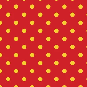 Red With Yellow Polka Dots - Large (Fall Fabric | Spoonflower