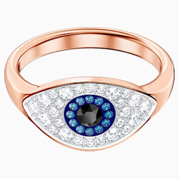 Bague Swarovski Symbolic Evil Eye, blue, métal doré rose