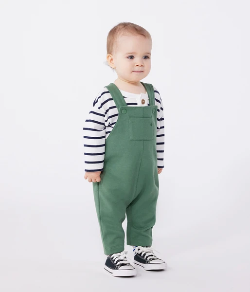 Salopette bébé en coton jambes longues, unie