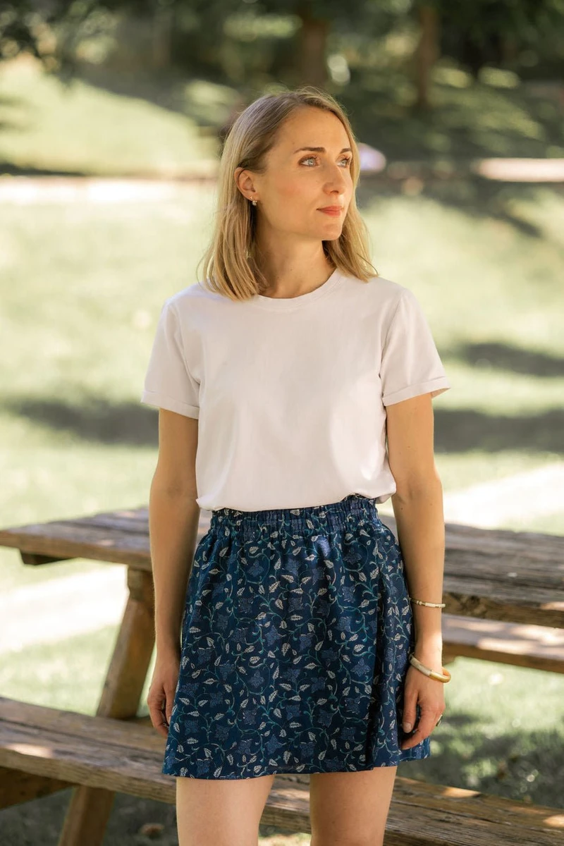 Joli Kit Couture - Jupe-short Zélie coton indien bleu