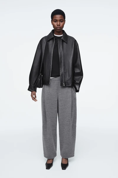 PANTALON BARREL EN LAINE BOUILLIE