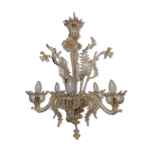 Lustre Murano 5 branches cristal | Selency
