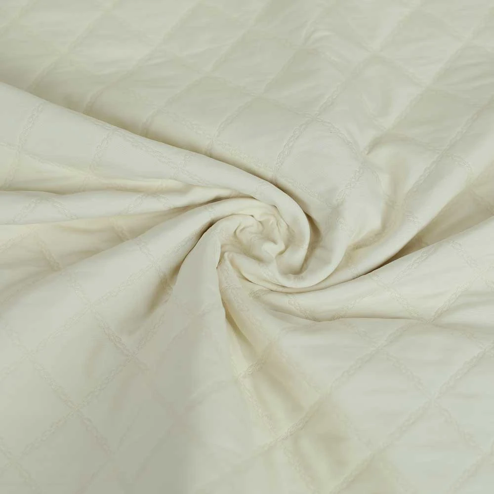 Tissu matelassé Nicole à motif tissé losange - écru | Tissu pour travaux de couture et accessoires