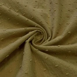 Tissu voile coton plumetis uni olive