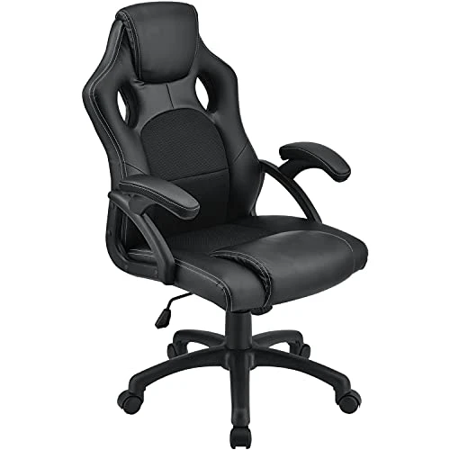 Juskys Chaise de Bureau Montreal Racing réglable en Hauteur de manière Ergonomique et rembourrée avec Une capacité de Charge de 120 kg Chaise de Bureau pivotante Chaise de Jeu PC (Noir)