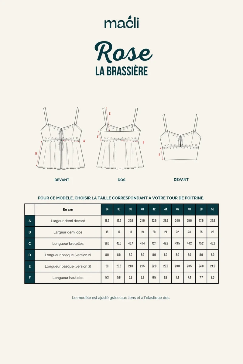 Patron La brassière, Rose