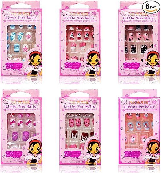 Kalolary 144 PCS Faux Ongles pour Enfants, Nail Art Tip Pré Collé Modèle de Bonbons Court Full Cover Auto-adhésif Ongles pour Femmes Adolescents Filles Cadeau Ongles : Amazon.fr: Beauté et Parfum