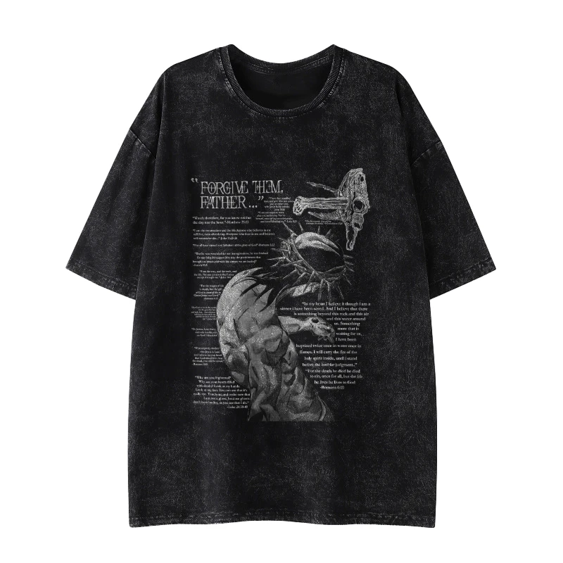 100% Cotton™️ Forgive Them,Father Bible Verses Printed Washed T-shirt