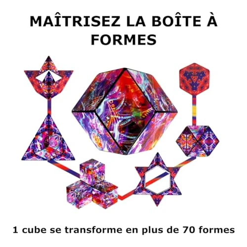 Shashibo Cube Transformable – Cube Antistress breveté et primé avec 36 aimants rares sur Le thème de la Terre – Peut Prendre Plus de 100 Formes (Fire)