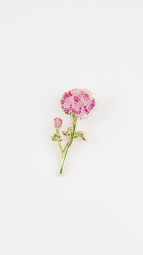 Épingle en émail d’œillet, Cadeau d’œillet, Épingle d’amateur de fleurs, Badge d’œillet, Épingle à broche d’œillet, Accessoire botanique, Épingle à sac à dos