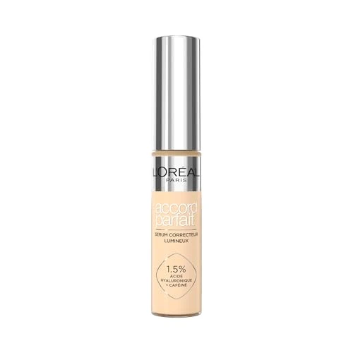 L'Oréal Paris - Sérum Correcteur Lumineux - Corrige les Cernes &amp; Hydrate - Formule à l'Acide Hyaluronique &amp; Caféine - Accord Parfait - Teinte : 4N - 11 ml