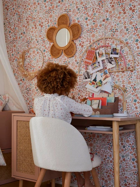 Bureau enfant cannage POESIE rose nude - Vertbaudet
