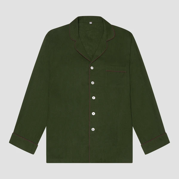 Men's Fern Green Linen Pyjama Shirt