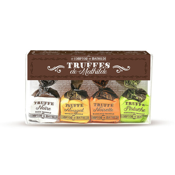 Coffret Truffes de Mathilde assortiment Pistache - Noir - Nougat - Noisette