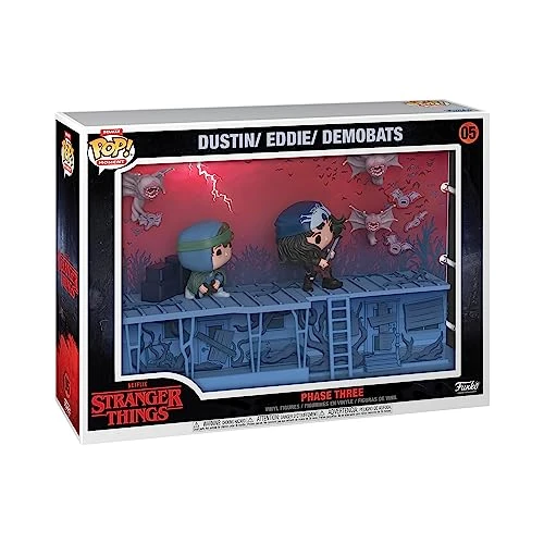 Funko Pop! Moments Deluxe: Stranger Things - Dustin, Eddie and The Demobats - Phase Three- Figurine en Vinyle à Collectionner - Idée de Cadeau - Produits Officiels - TV Fans