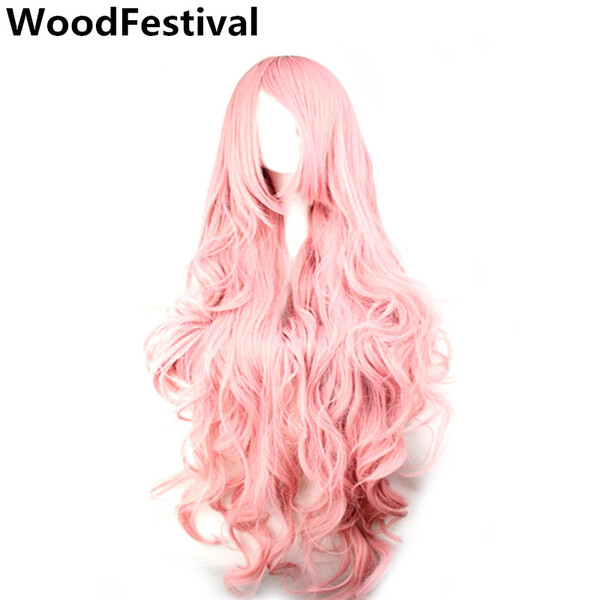 €10.75 35% de réduction|Perruque synthétique ondulée rose jaune violet 100 cm | Perruque de Cosplay en Fiber de haute température résistante à la chaleur, perruque longue pour femmes | AliExpress