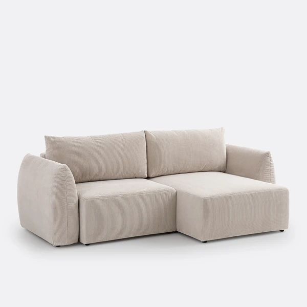 Canapé d'angle convertible velours côtelé, Edith